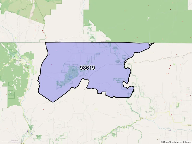 Map of ZIP Code 98619 — Glenwood, WA