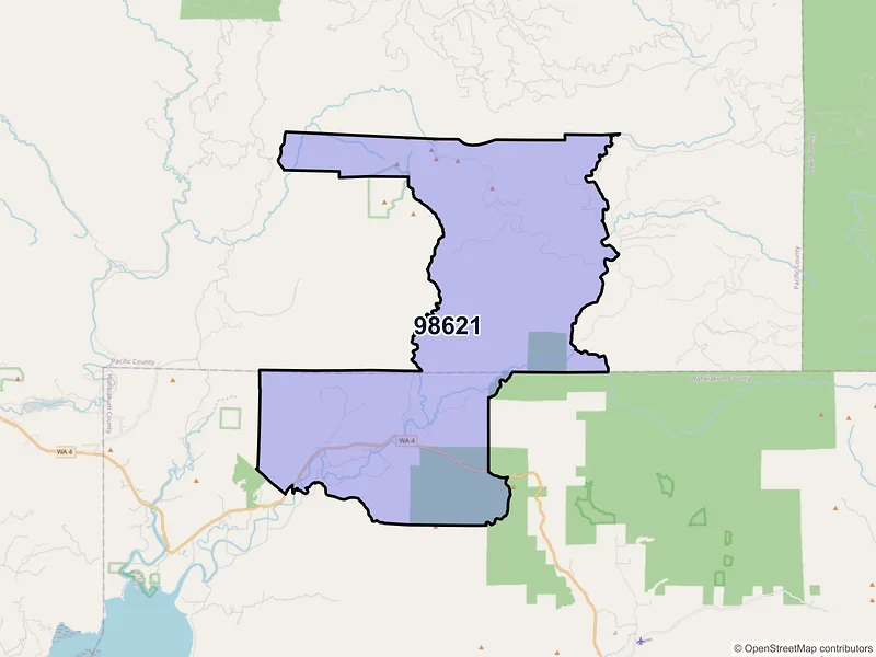 Map of ZIP Code 98621 — Grays River, WA