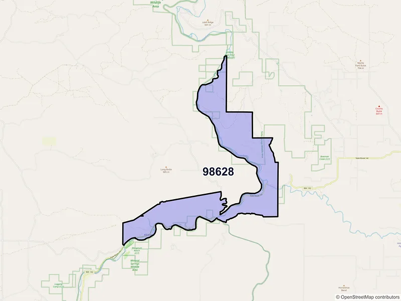 Map of ZIP Code 98628 — Klickitat, WA
