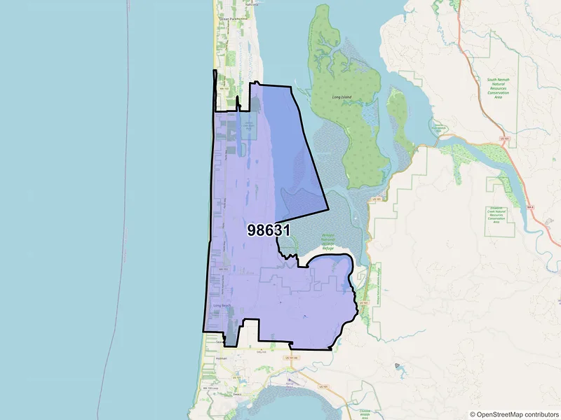 Map of ZIP Code 98631 — Long Beach, WA