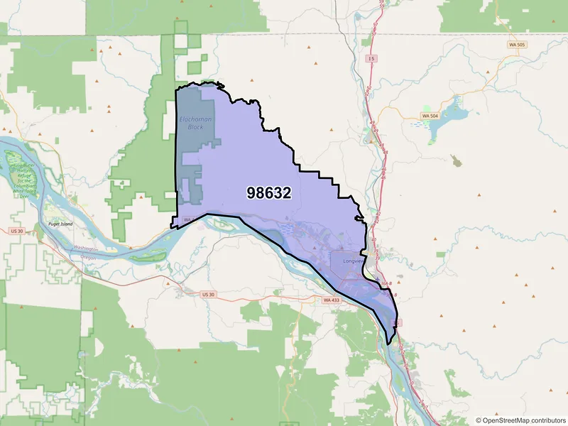 Map of ZIP Code 98632 — Longview, WA