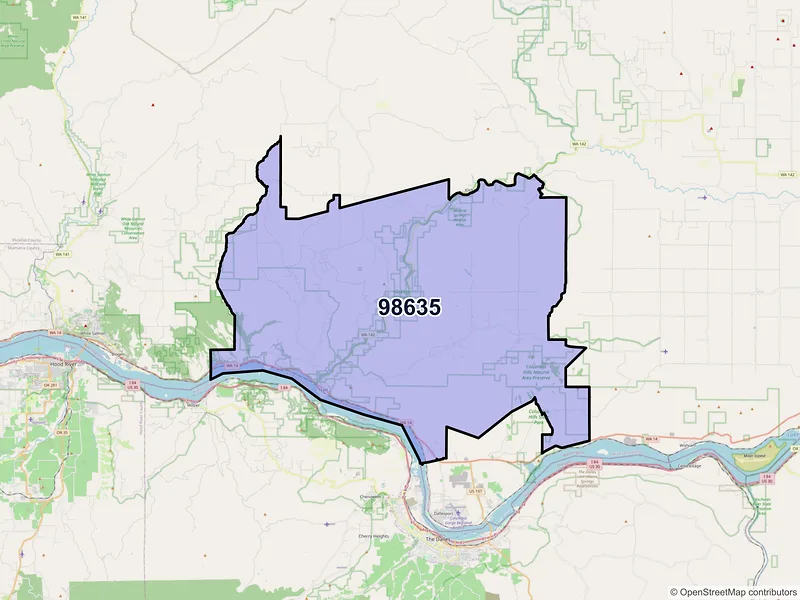 Map of ZIP Code 98635 — Lyle, WA