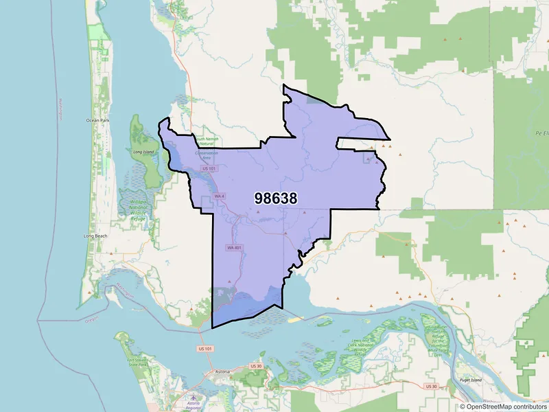 Map of Naselle, Washington and ZIP codes