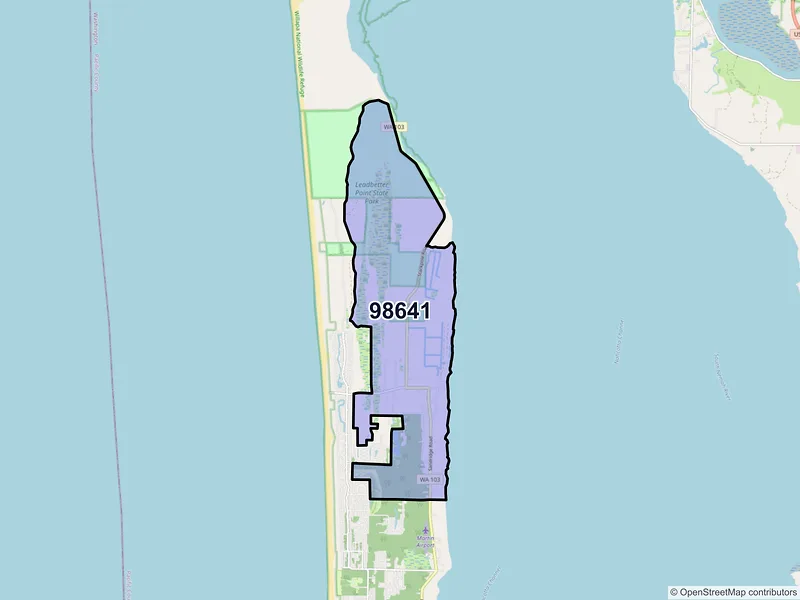 Map of Oysterville, Washington and ZIP codes