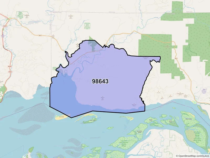 Map of ZIP Code 98643 — Rosburg, WA