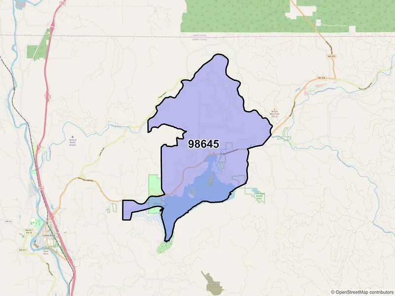 Map of ZIP Code 98645 — Silverlake, WA