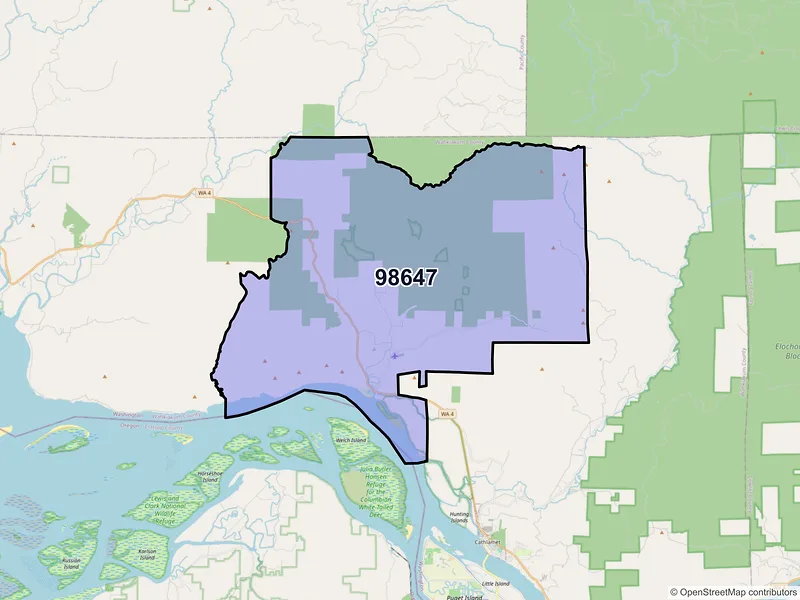Map of ZIP Code 98647 — Skamokawa, WA