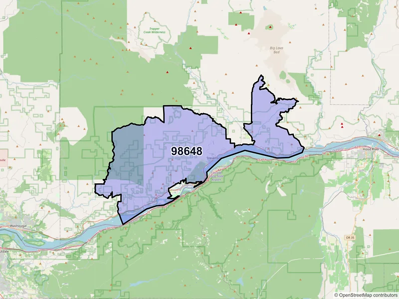 Map of ZIP Code 98648 — Stevenson, WA