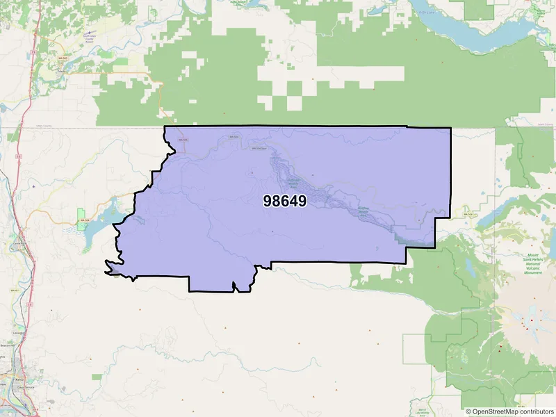 Map of Toutle, Washington and ZIP codes