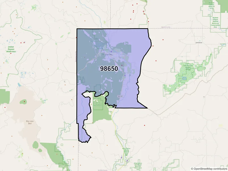 Map of ZIP Code 98650 — Trout Lake, WA