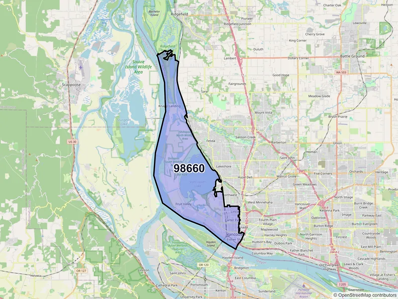 Map of ZIP Code 98660 — Vancouver, WA