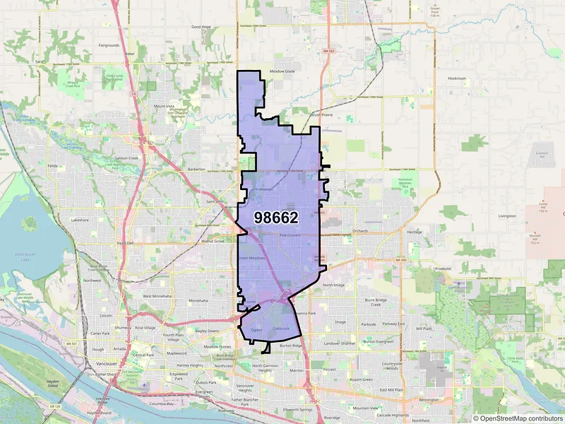 Map of ZIP Code 98662 — Vancouver, WA