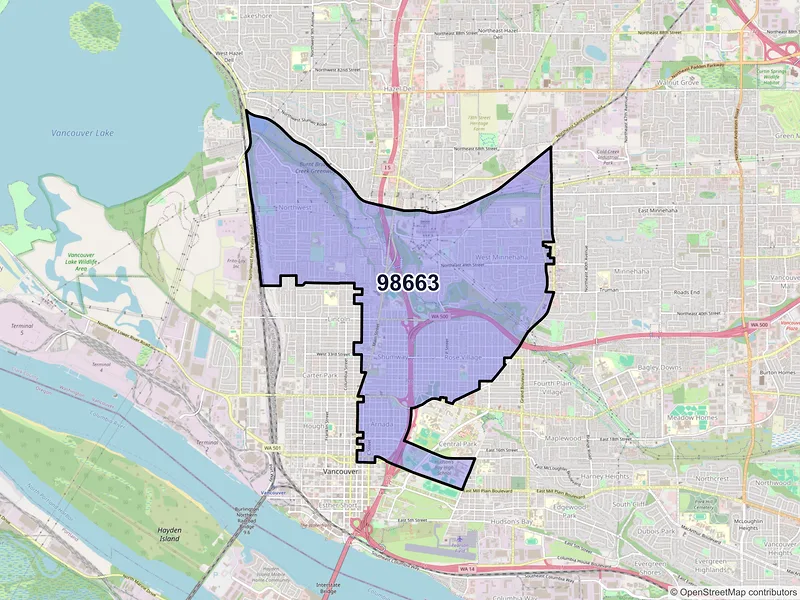 Map of ZIP Code 98663 — Vancouver, WA