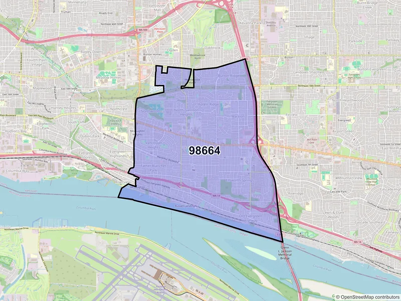 Map of ZIP Code 98664 — Vancouver, WA