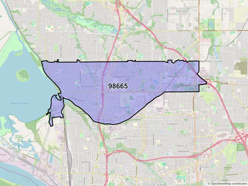 Map of ZIP Code 98665 — Vancouver, WA