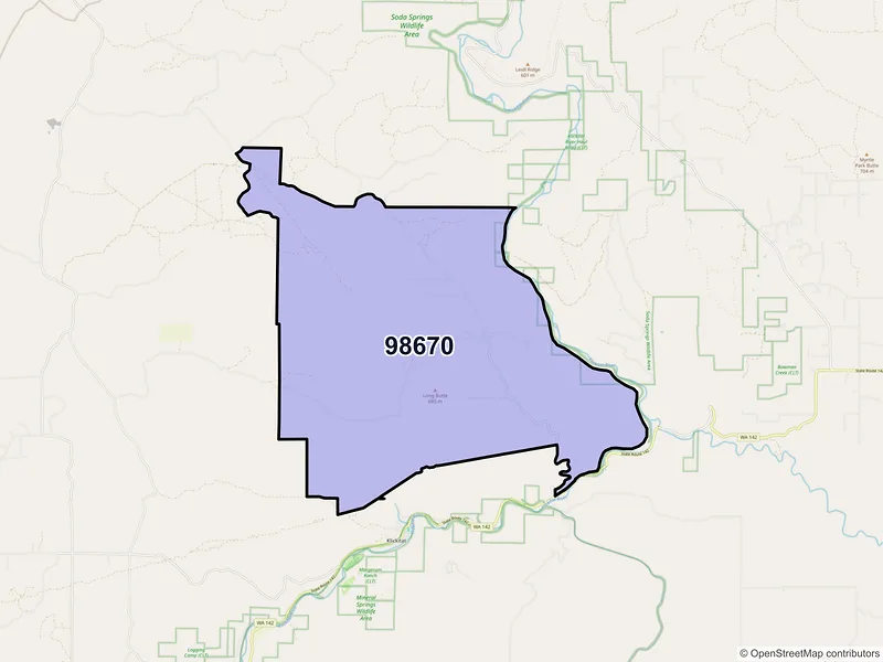 Map of ZIP Code 98670 — Wahkiacus, WA