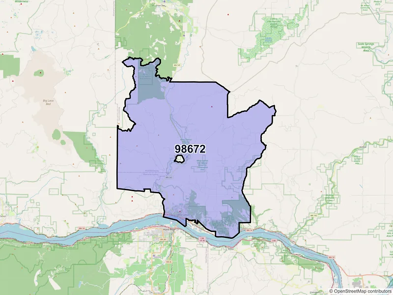 Map of ZIP Code 98672 — White Salmon, WA