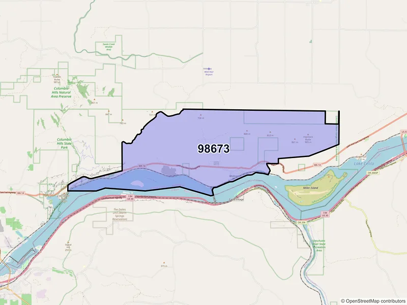 Map of Wishram, Washington and ZIP codes