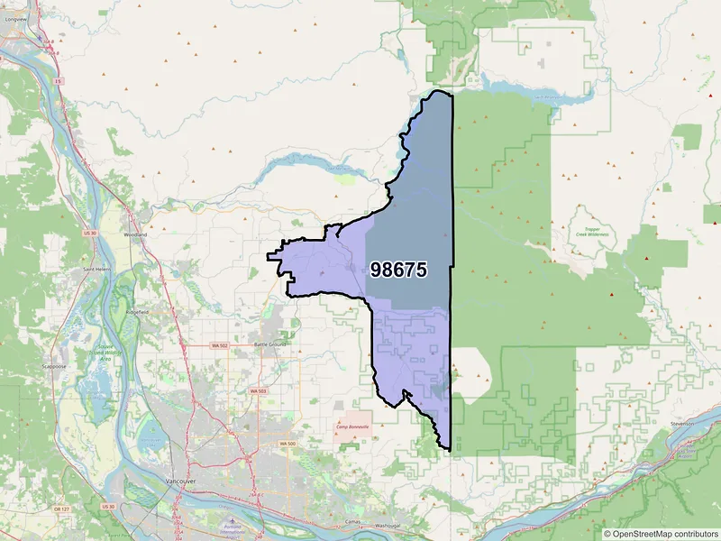 Map of ZIP Code 98675 — Yacolt, WA