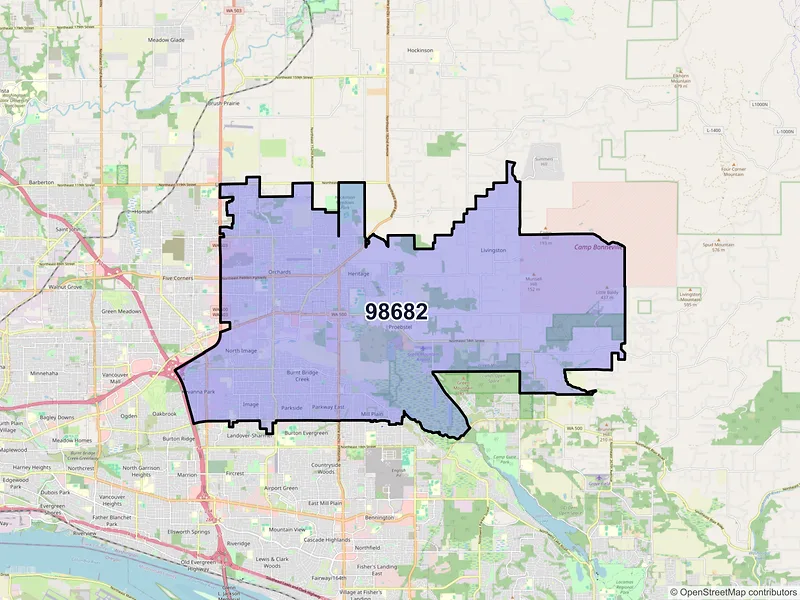 Map of ZIP Code 98682 — Vancouver, WA
