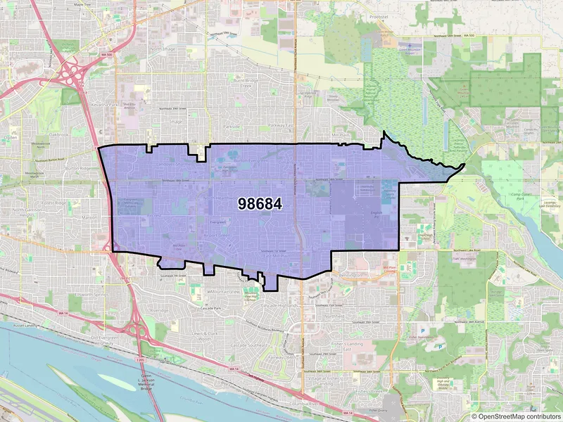 Map of ZIP Code 98684 — Vancouver, WA