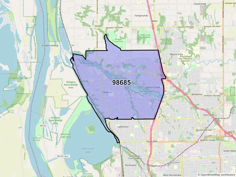Map of ZIP Code 98685 — Vancouver, WA