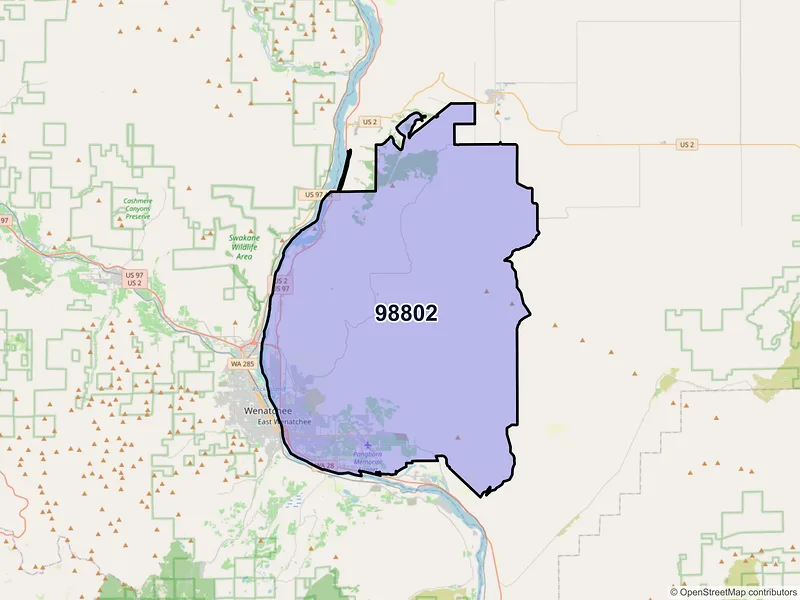 Map of ZIP Code 98802 — East Wenatchee, WA