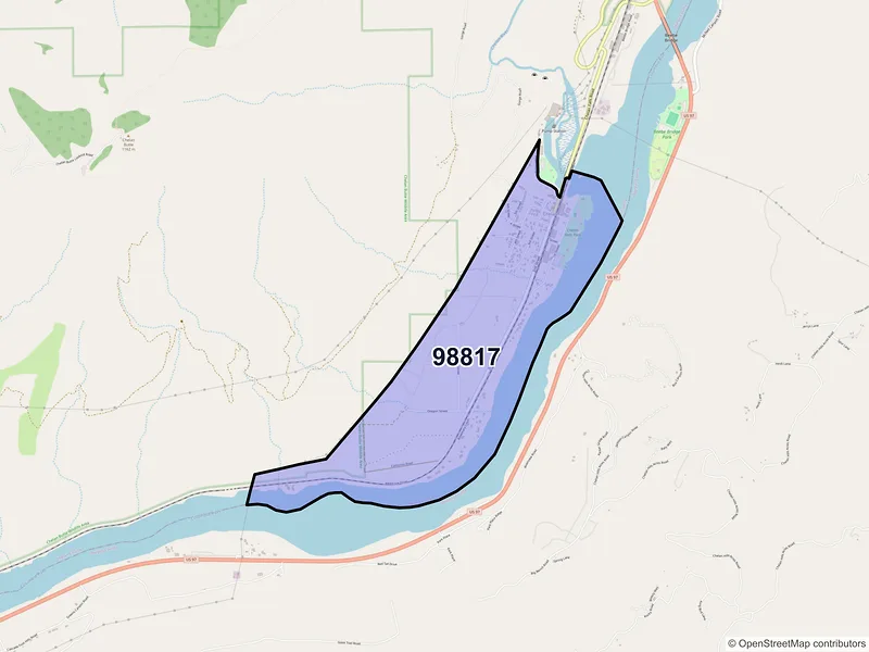 Map of Chelan Falls, Washington and ZIP codes