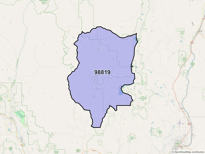 Map of Conconully, Washington and ZIP codes