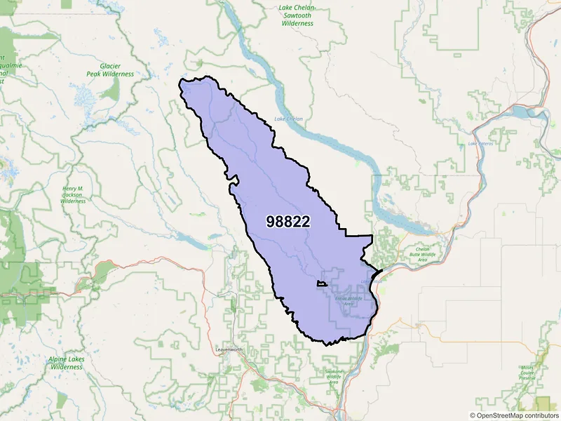 Map of ZIP Code 98822 — Entiat, WA
