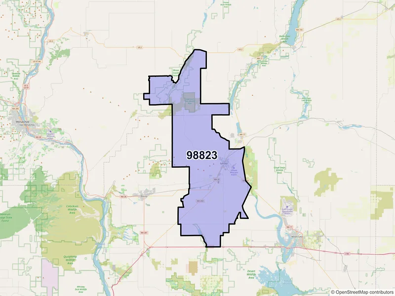 Map of ZIP Code 98823 — Ephrata, WA