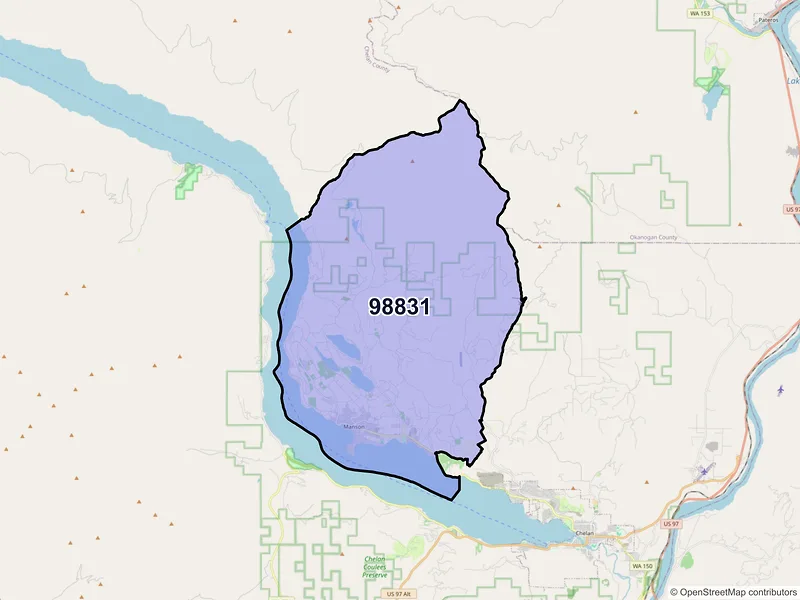 Map of ZIP Code 98831 — Manson, WA