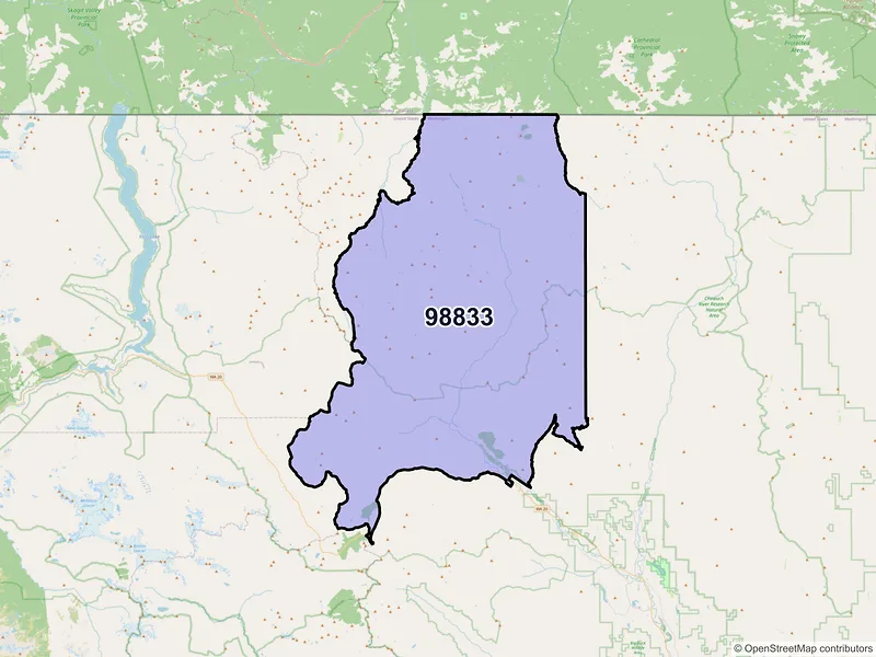 Map of Mazama, Washington and ZIP codes