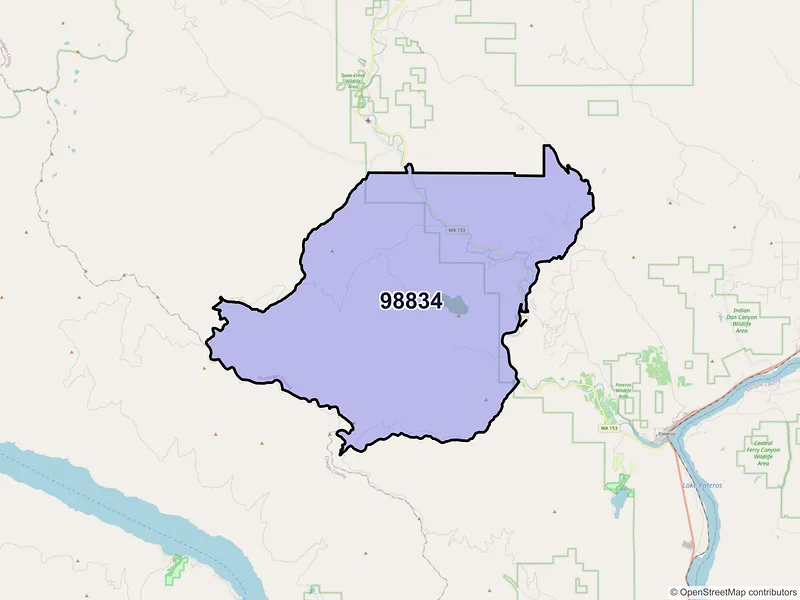 Map of ZIP Code 98834 — Methow, WA