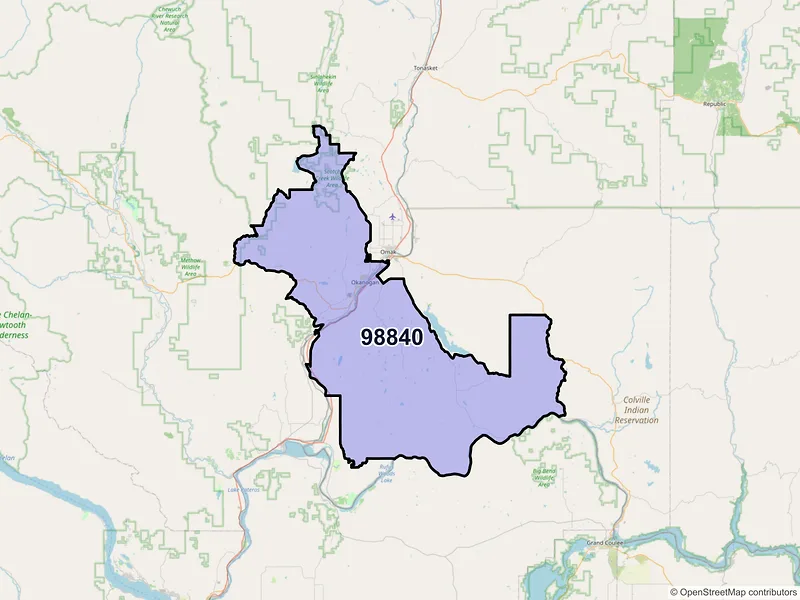 Map of ZIP Code 98840 — Okanogan, WA