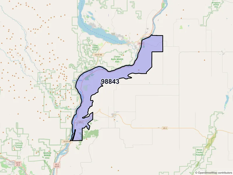 Map of ZIP Code 98843 — Orondo, WA