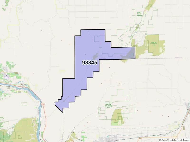 Map of ZIP Code 98845 — Palisades, WA