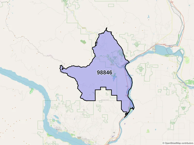 Map of Pateros, Washington and ZIP codes