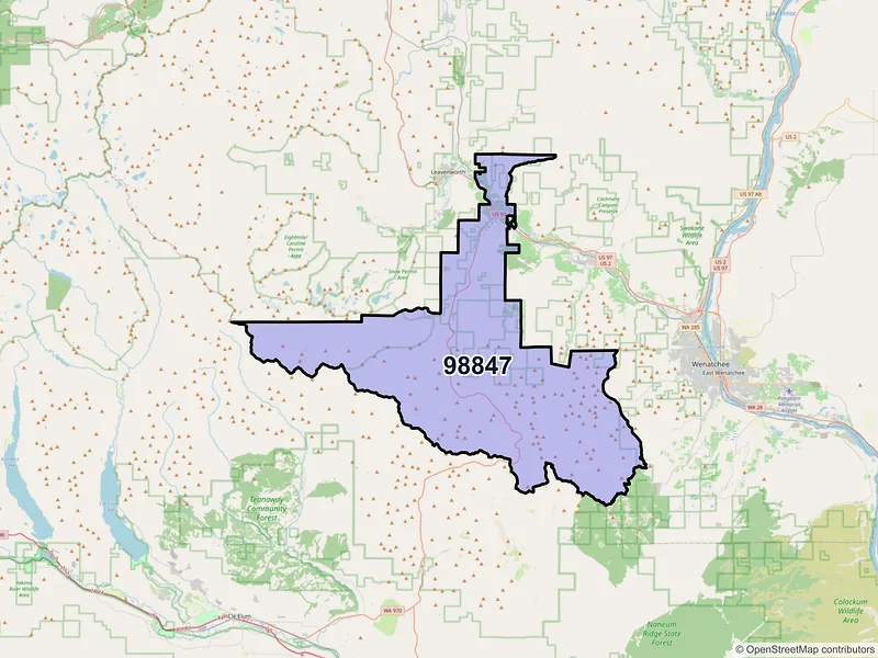 Map of ZIP Code 98847 — Peshastin, WA