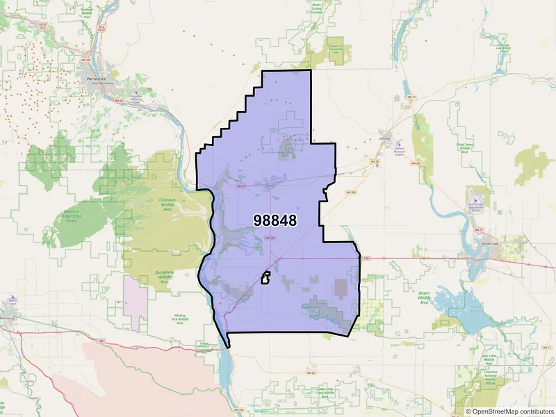Map of ZIP Code 98848 — Quincy, WA