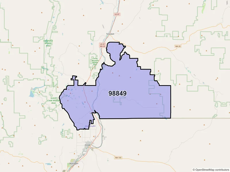 Map of ZIP Code 98849 — Riverside, WA