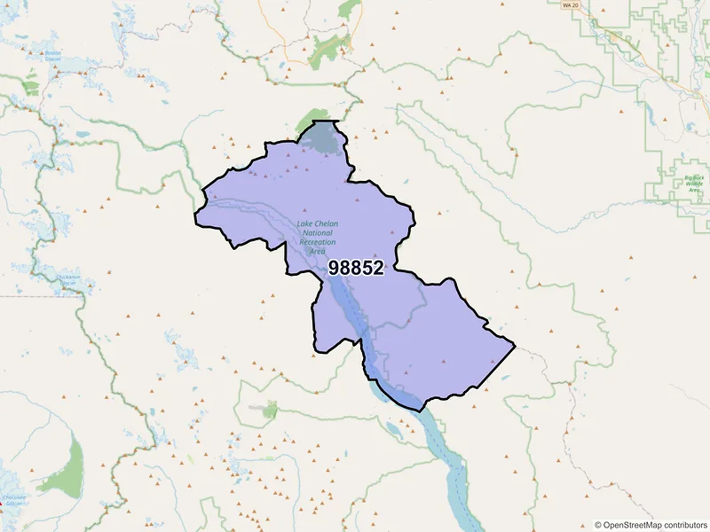 Map of Stehekin, Washington and ZIP codes