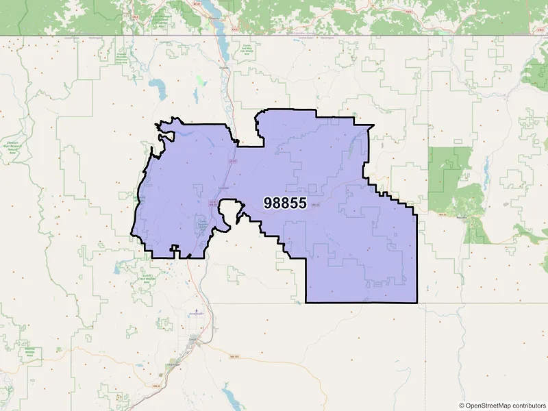 Map of ZIP Code 98855 — Tonasket, WA