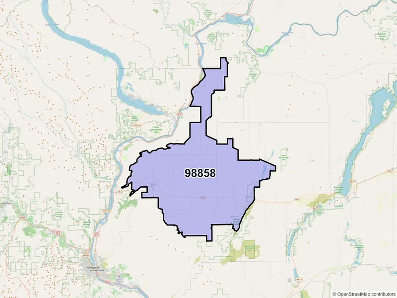 Map of Waterville, Washington and ZIP codes