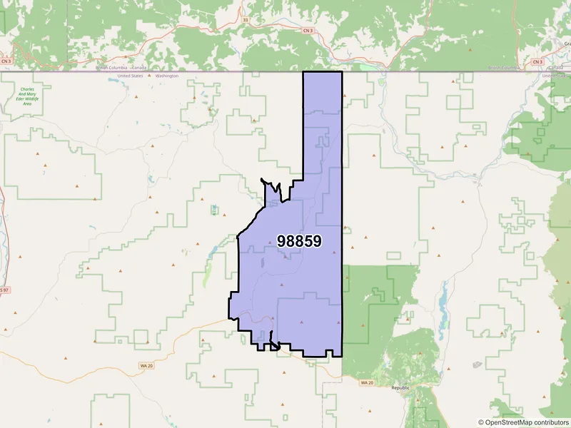Map of ZIP Code 98859 — Wauconda, WA