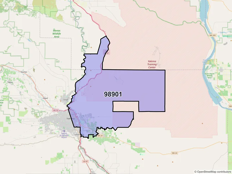 Map of ZIP Code 98901 — Yakima, WA