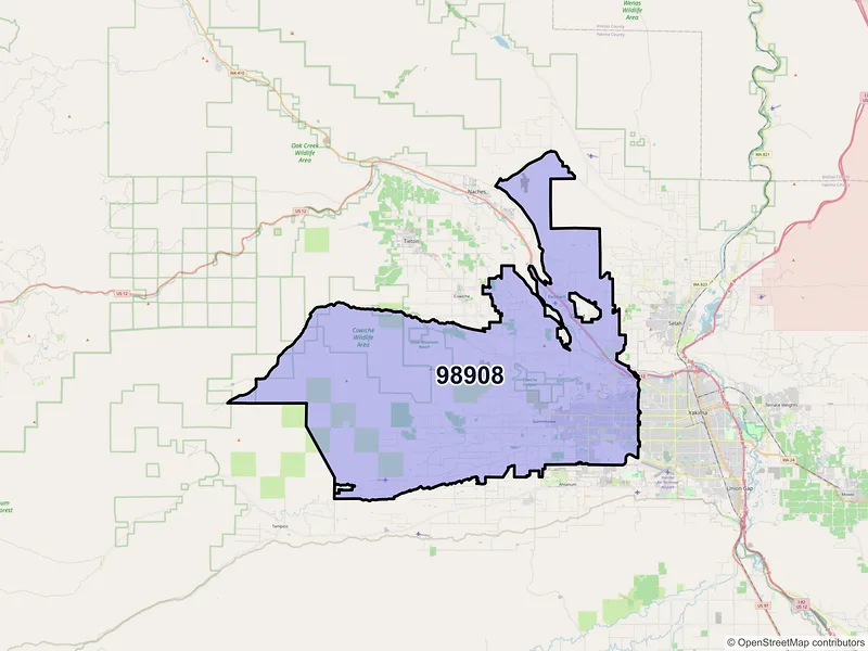 Map of ZIP Code 98908 — Yakima, WA
