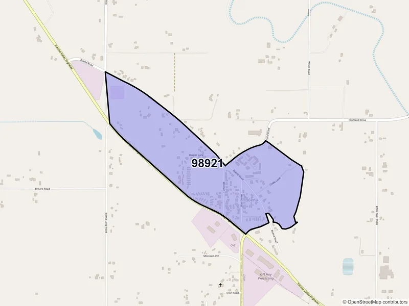 Map of Buena, Washington and ZIP codes