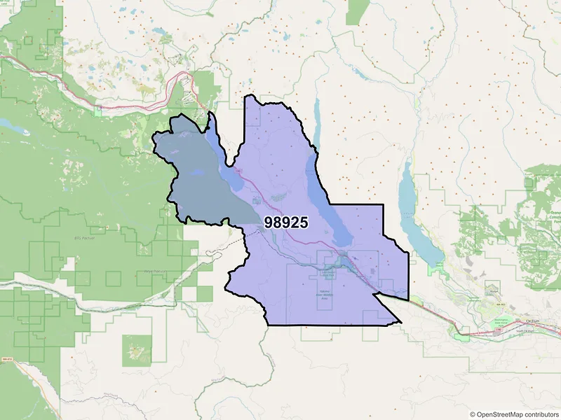 Map of Easton, Washington and ZIP codes