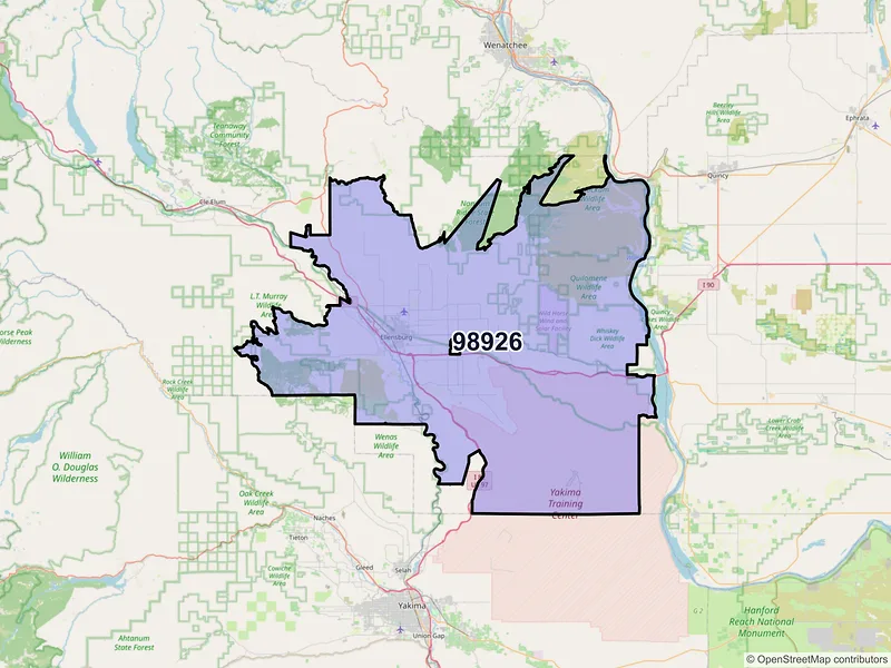 Map of ZIP Code 98926 — Ellensburg, WA